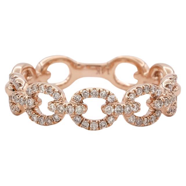 Solide 14k Rose Gold & Diamant Damen Büroklammer Stacking Mode Ring im Angebot