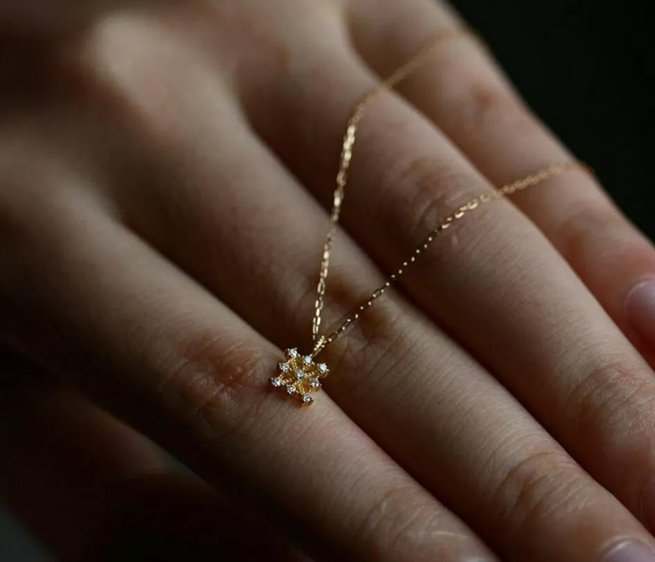Halskette aus massivem 14k Roségold mit Diamanten im Art déco-Stil, Art déco N8 im Zustand „Neu“ im Angebot in Chicago, IL
