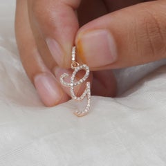 Solid 14K Rose Gold G Initial Charm Pendant Natural Diamond Fine Custom Jewelry