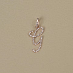 Anhänger mit „G“-Charm aus massivem 14-karätigem Roségold, mit natürlichem Diamanten – „G“-Buchstaben-Schmuck