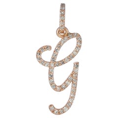 Anhänger mit „G“-Charm aus massivem 14-karätigem Roségold, mit natürlichem Diamanten – „G“-Buchstaben-Schmuck