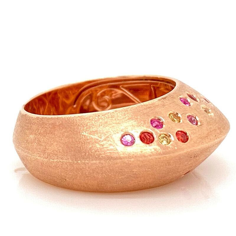 Solid 14 Karat Rose Gold Genuine Pink, Yellow and Orange Sapphire Ring 7.8g 1