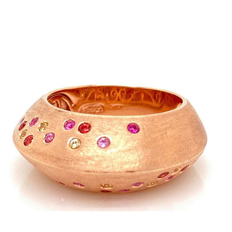 Solid 14 Karat Rose Gold Genuine Pink, Yellow and Orange Sapphire Ring 7.8g 3