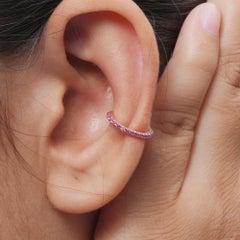 Bijou en or rose massif 14 carats, orné d'un saphir rose authentique, à porter sur le cartilage de l'oreille