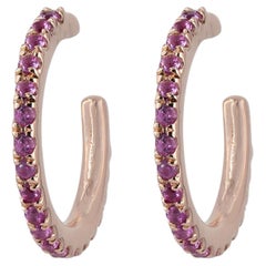 Bijou en or rose massif 14 carats, orné d'un saphir rose authentique, à porter sur le cartilage de l'oreille