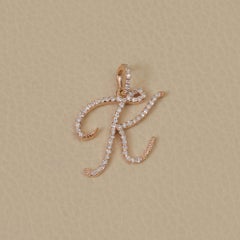 Solid 14k Rose Gold K Initial Pendant Genuine Diamond K Letter Charm Jewelry
