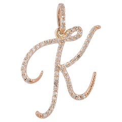 Solid 14k Rose Gold K Initial Pendant Genuine Diamond K Letter Charm Jewelry