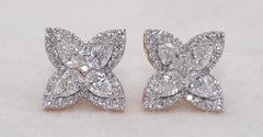 Boucles d'oreilles or rose massif 14K Moissanite Diamant floral poinçonné or rose