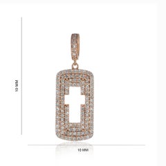 Charme en forme de croix en or rose massif 14 carats serti de diamants naturels – Bijou haut de gamme fabriqué à la main