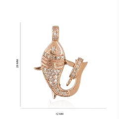 Solid 14k Rose Gold Natural Diamond Fish Charm Pendant Handmade Fine Jewelry
