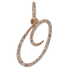 Anhänger in Form eines „O“ aus massivem 14-karätigem Roségold mit echtem Diamanten – Schmuckstück in Form des Buchstabens „O“