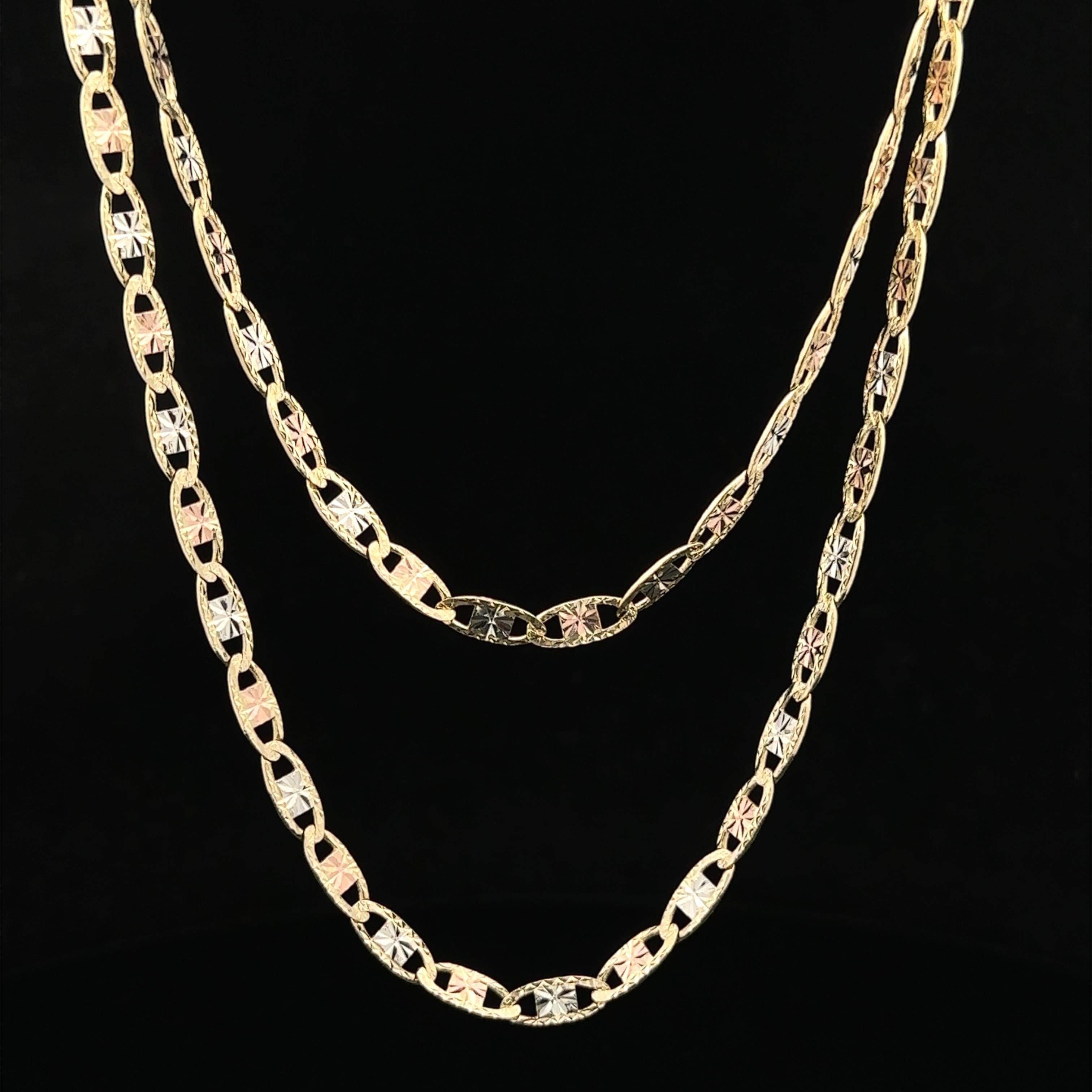 Solide 14k Rose Gelb & Weißgold 22