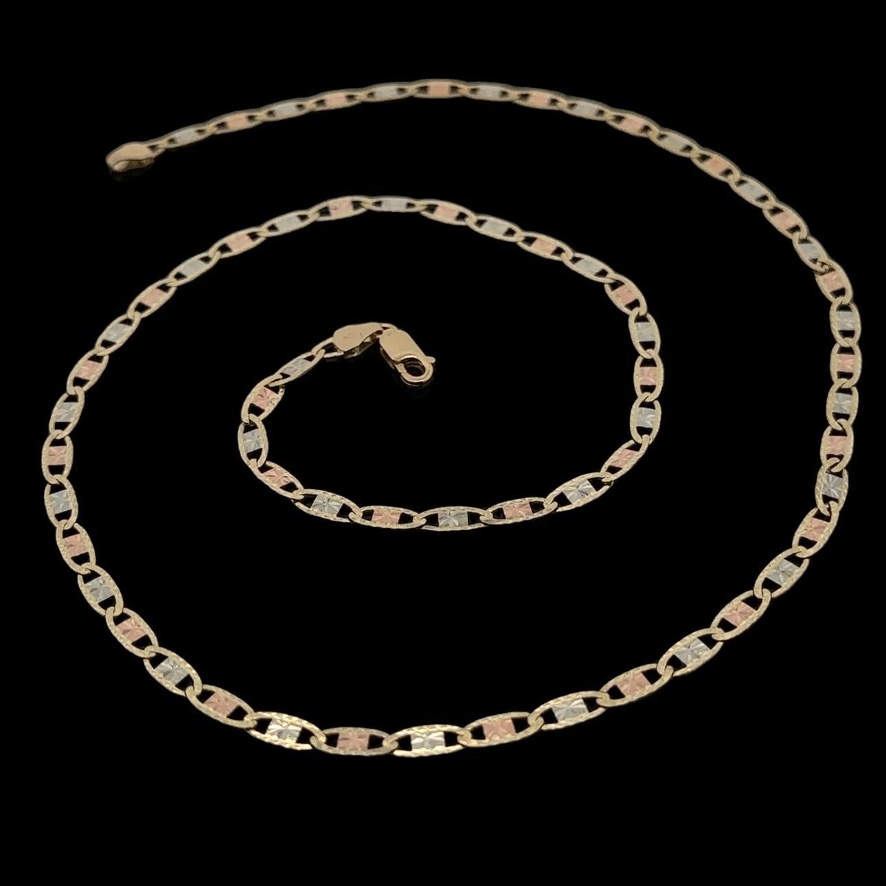 Solide 14k Rose Gelb & Weißgold 22