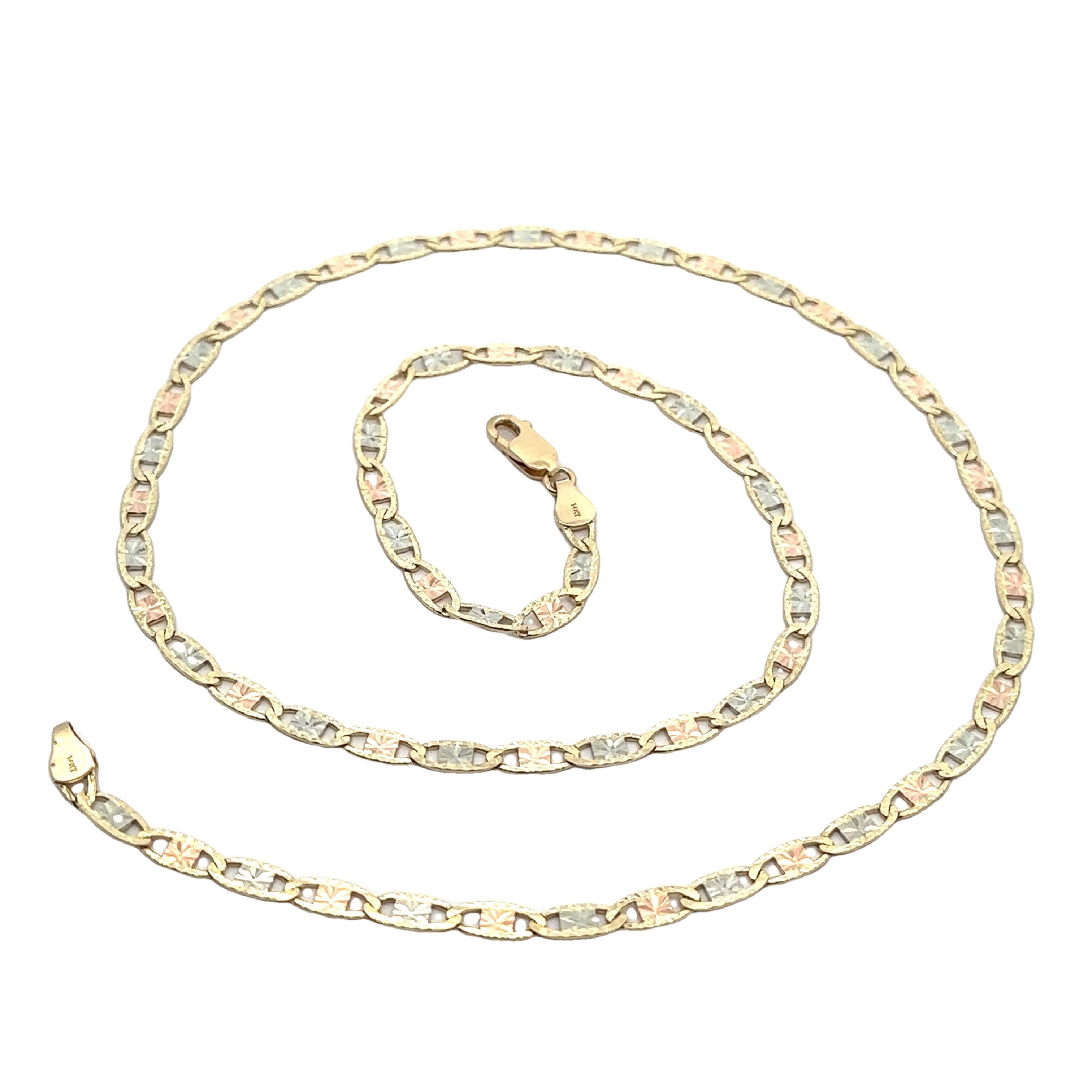 Solide 14k Rose Gelb & Weißgold 22