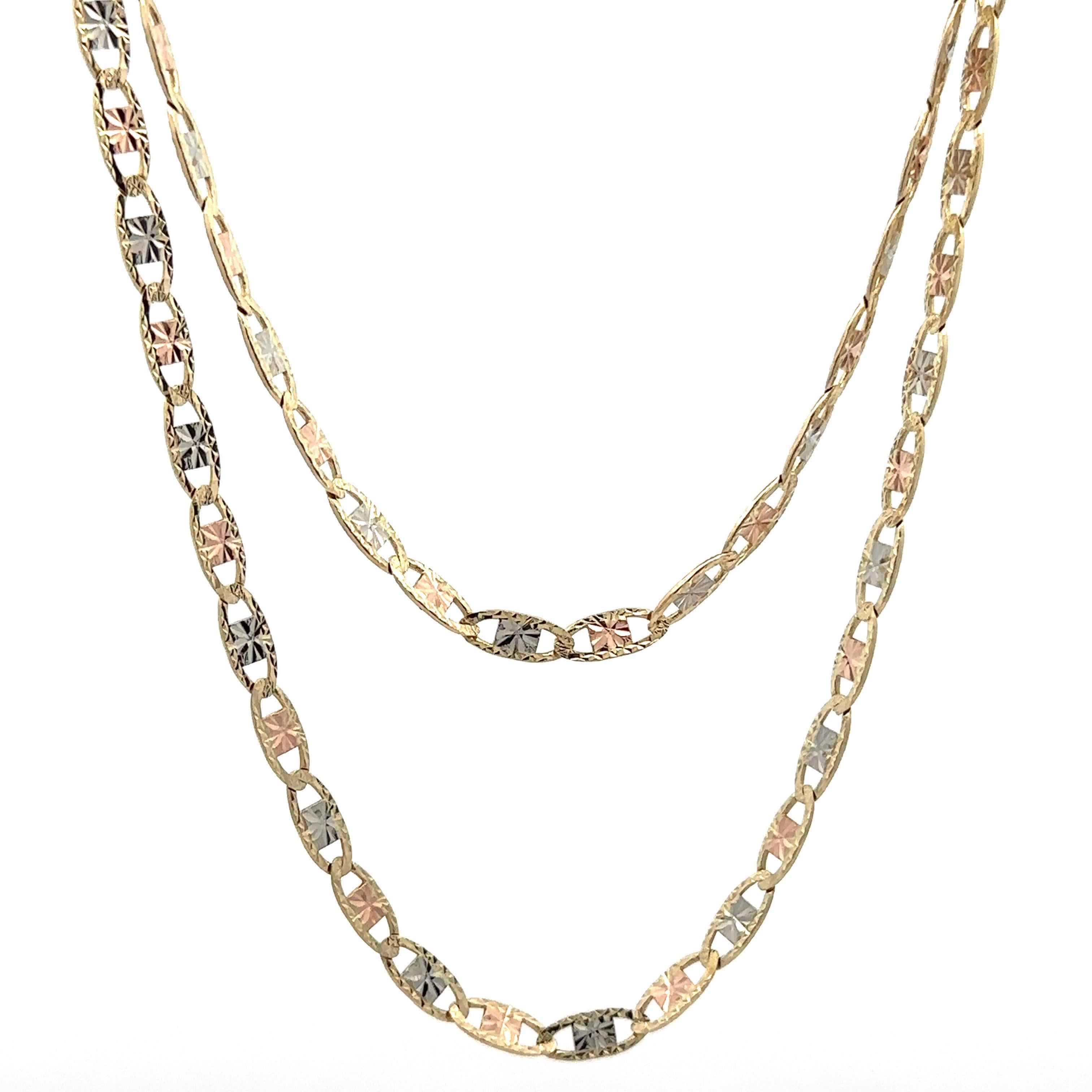 Solide 14k Rose Gelb & Weißgold 22