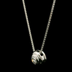 Solid 14k White Gold 0.40ct Round Bezel Diamond Solitaire Slide Pendant Necklace