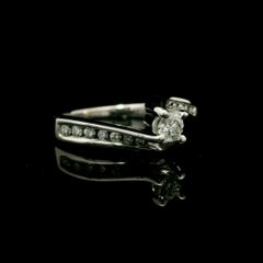 Solid 14k White Gold 0.40ctw Diamond Bypass Engagement Promise Ring