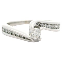 Solid 14k White Gold 0.40ctw Diamond Bypass Engagement Promise Ring