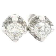 Solid 14k White Gold 1.0ctw Diamond Stud Earrings w/ Butterfly Closures
