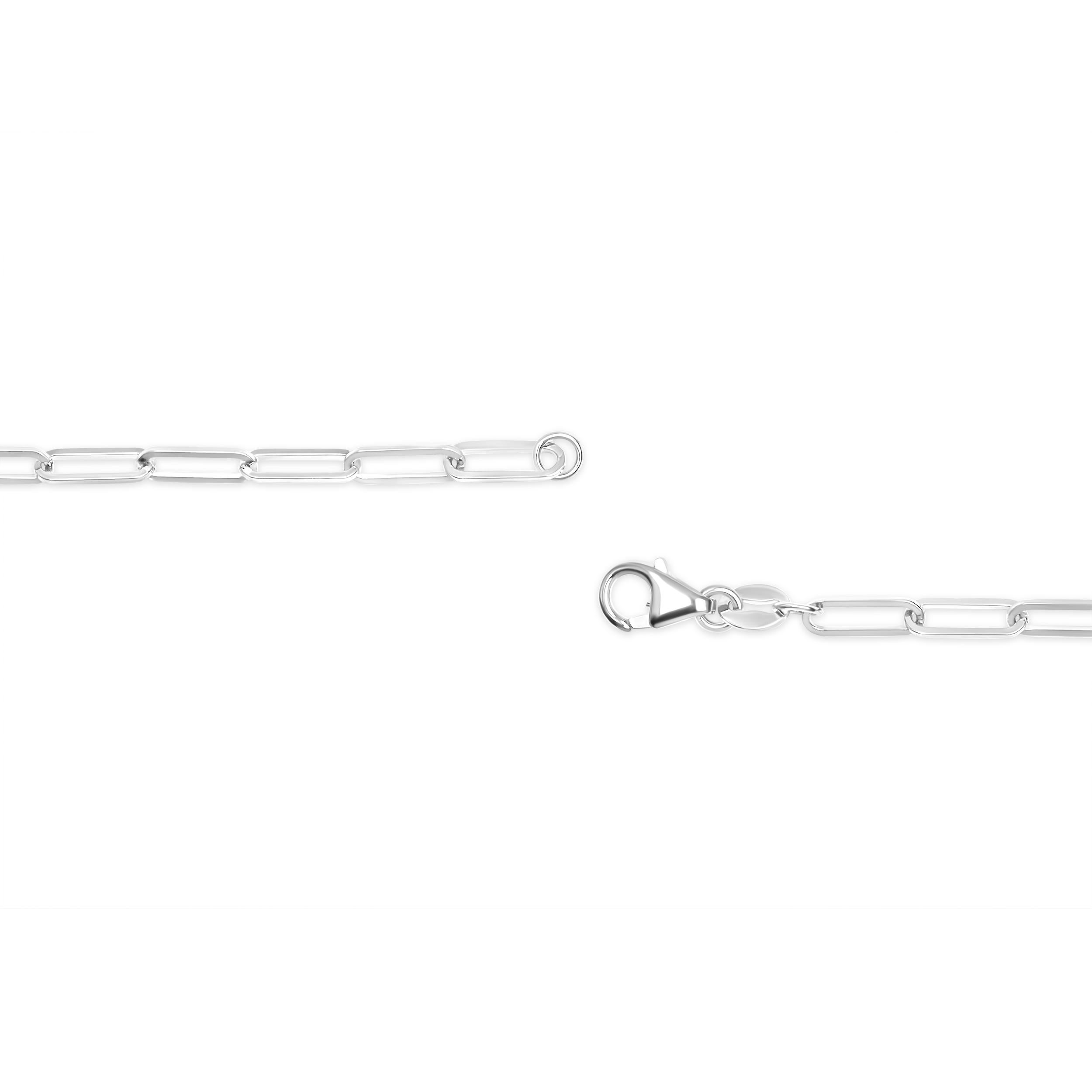 Chef-d'œuvre intemporel, ce collier exquis à chaîne de trombones en or blanc 14 carats est un mélange captivant d'élégance et de polyvalence. Fabriquée avec une attention méticuleuse aux détails, cette chaîne unisexe présente une largeur de 2,5 mm
