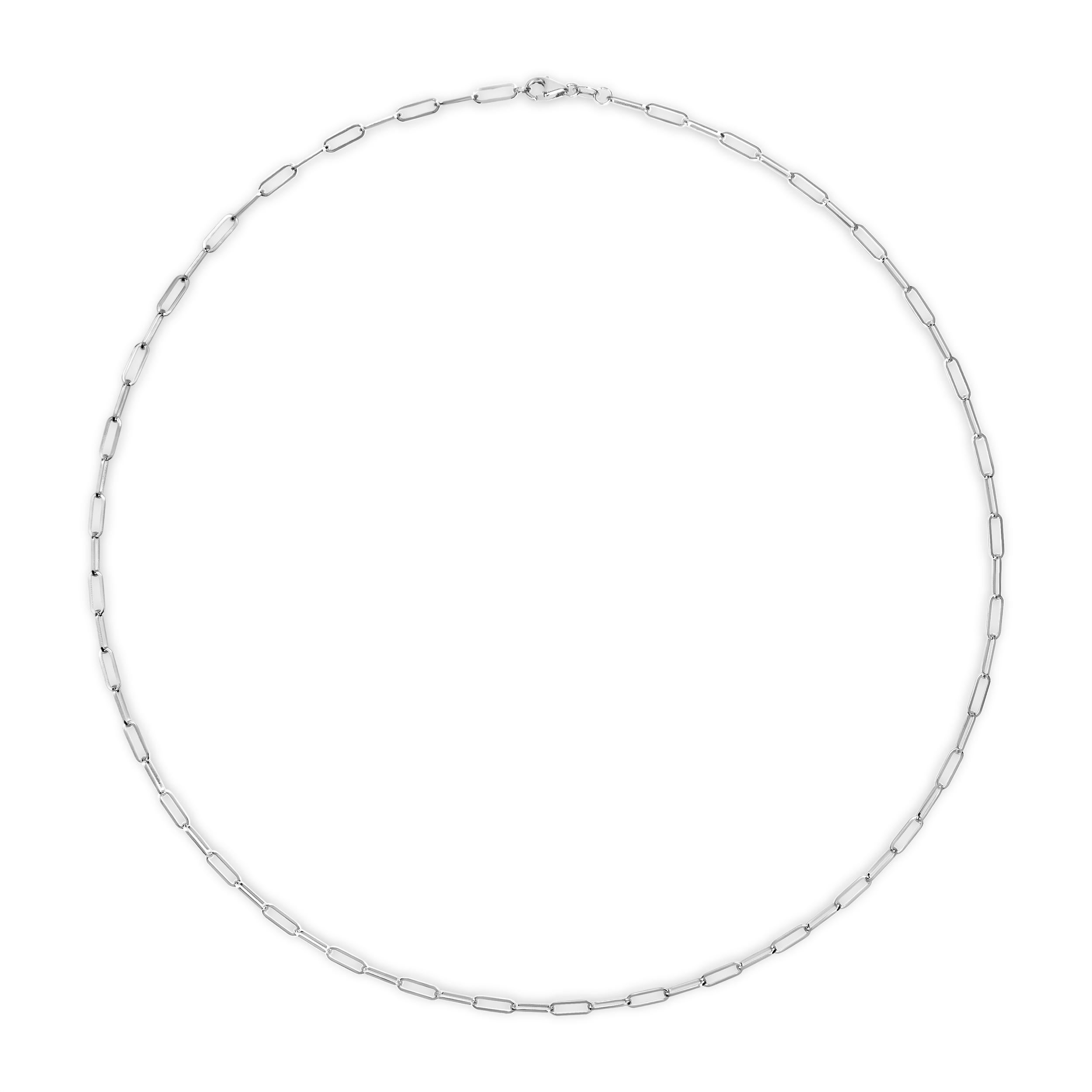 Modern Solid 14K White Gold 2.5mm Paperclip Chain Necklace Unisex 18