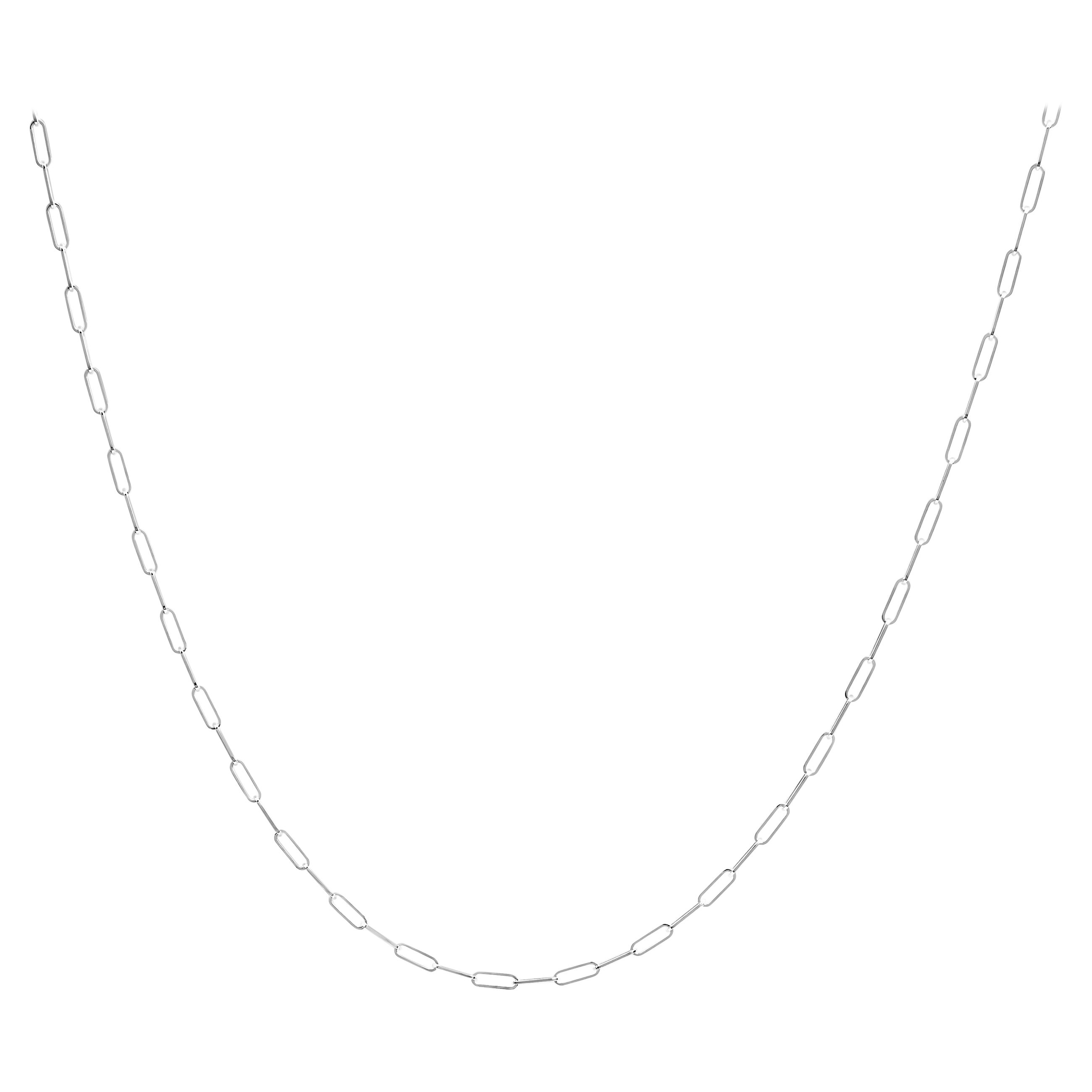 Collana a catena con graffette in oro bianco massiccio 14K da 2,5 mm, Unisex 18" pollici