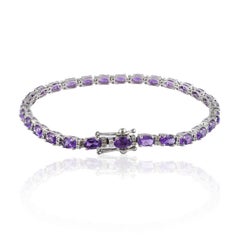 Tennisarmband aus massivem 14 Karat Weißgold mit 5,65 Karat Amethyst und Diamanten