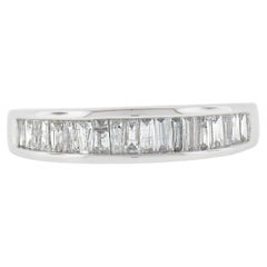 Solid 14K White Gold .60ctw Baguette Cut Channel Set Diamond Stackable Band Ring