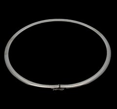 Solid 14k White Gold 6mm Wide Omega Chain Collar Necklace w/ Push Clasp