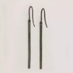 Solid 14k White Gold and Natural Diamond Bar Hook Earring