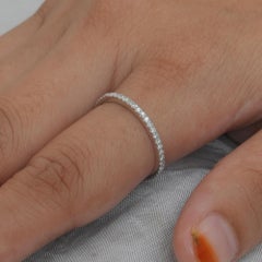 Solid 14k White Gold Band Genuine H/Si Diamond Eternity Stacking Ring Jewelry