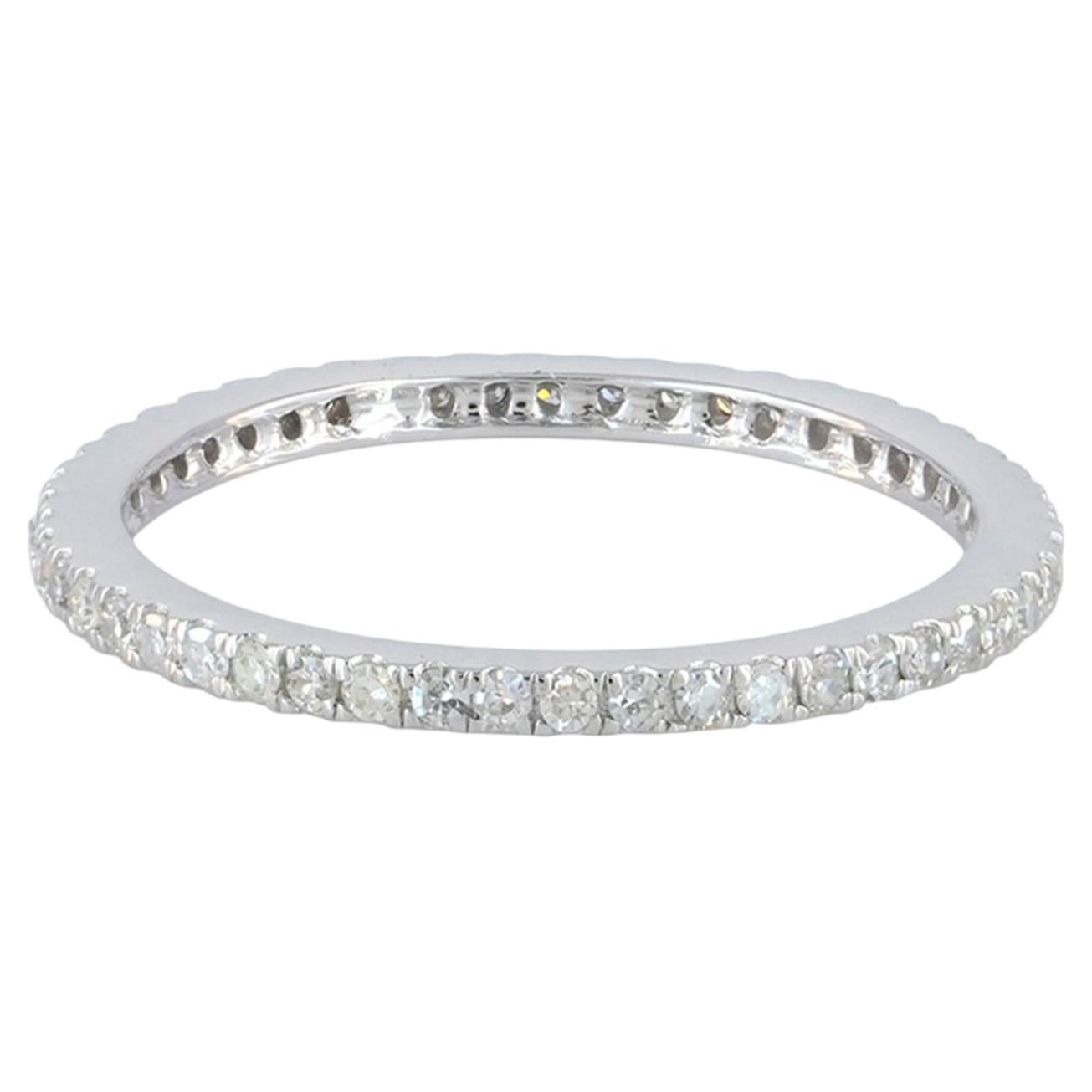 Solid 14k White Gold Band Genuine H/Si Diamond Eternity Stacking Ring Jewelry