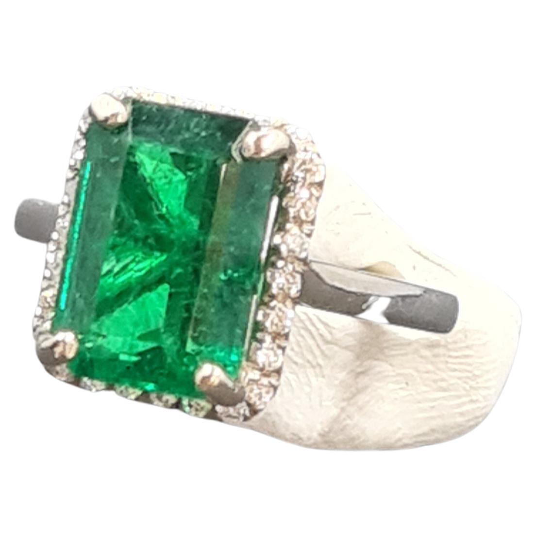 GIA Certified 4.54 CT Zambian Emerald Ring For Sale 3