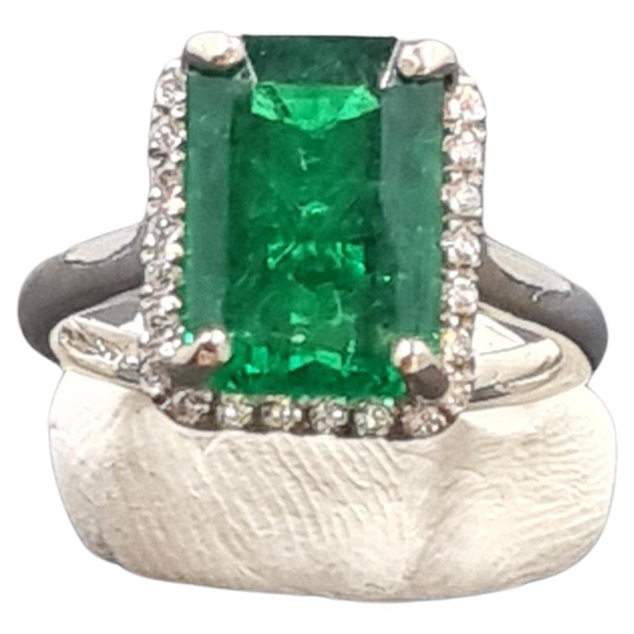 GIA Certified 4.54 CT Zambian Emerald Ring For Sale 4