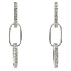 Or blanc massif 14k  Boucles d'oreilles pendantes en forme de trombone avec diamants pour elle