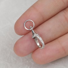 Solid 14k White Gold Finding Natural White Diamond Lock Clasp Charm Finding