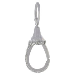 Solid 14k White Gold Finding Natural White Diamond Lock Clasp Charm Finding