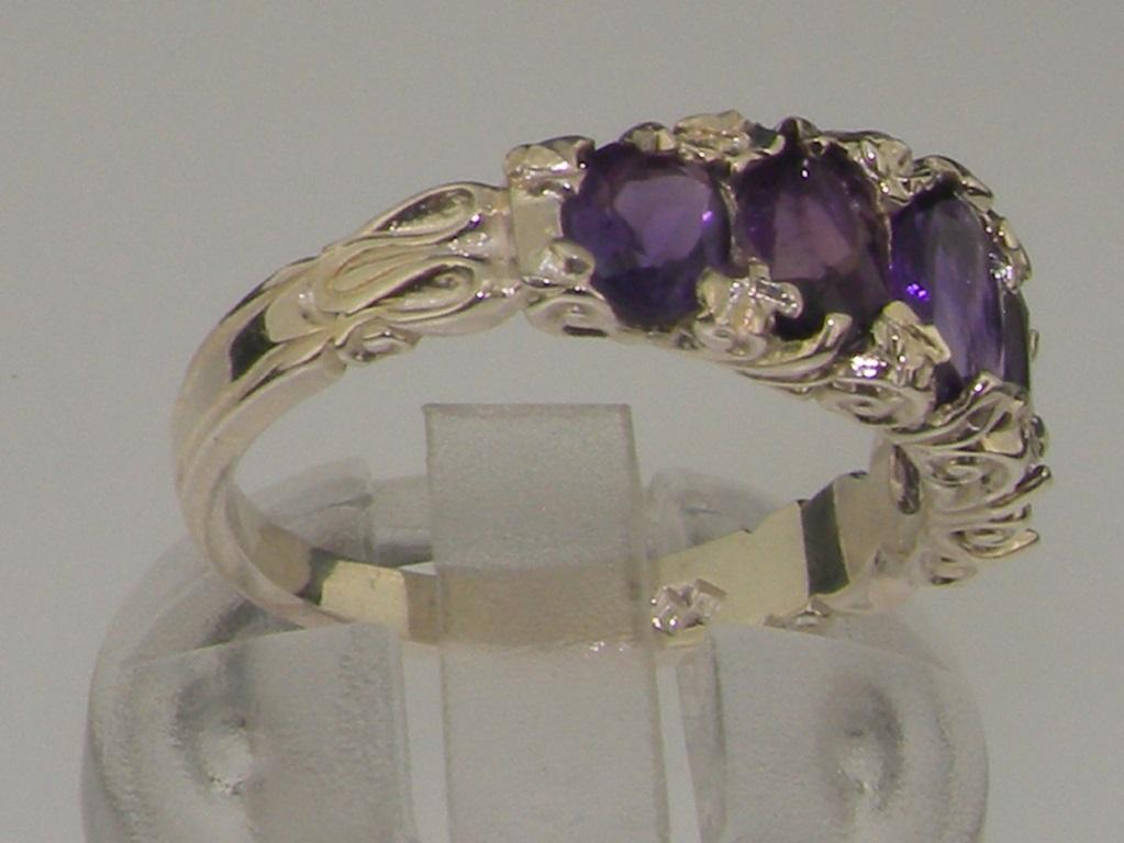 For Sale:  Solid 14K White Gold Five Amethyst Victorian Style Eternity Ring Customizable 3
