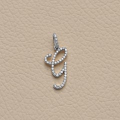 Anhänger mit dem Buchstaben „G“ aus massivem 14-karätigem Weißgold, mit einem natürlichen Diamanten – Schmuckstück mit dem Buchstaben „G“