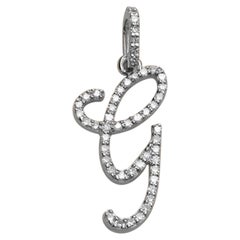 Anhänger mit dem Buchstaben „G“ aus massivem 14-karätigem Weißgold, mit einem natürlichen Diamanten – Schmuckstück mit dem Buchstaben „G“