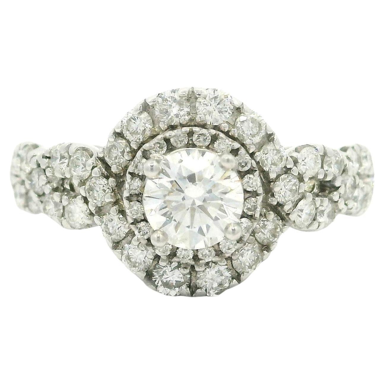 Solid 14k White Gold GIA 0.51ct Diamond Engagement Ring w/ Custom Curve Band Set