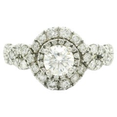 Verlobungsring aus massivem 14k Weißgold GIA 0,51 Karat Diamant mit maßgefertigtem geschwungenem Ring-Set