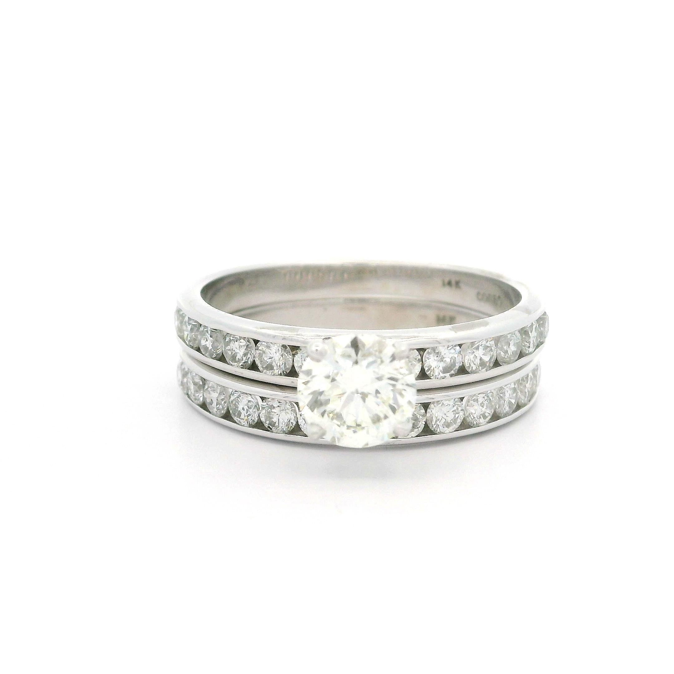 Verlobungsring aus massivem 14k Weißgold GIA 2,30ctw rundem Diamanten mit Kanalring im Angebot 7
