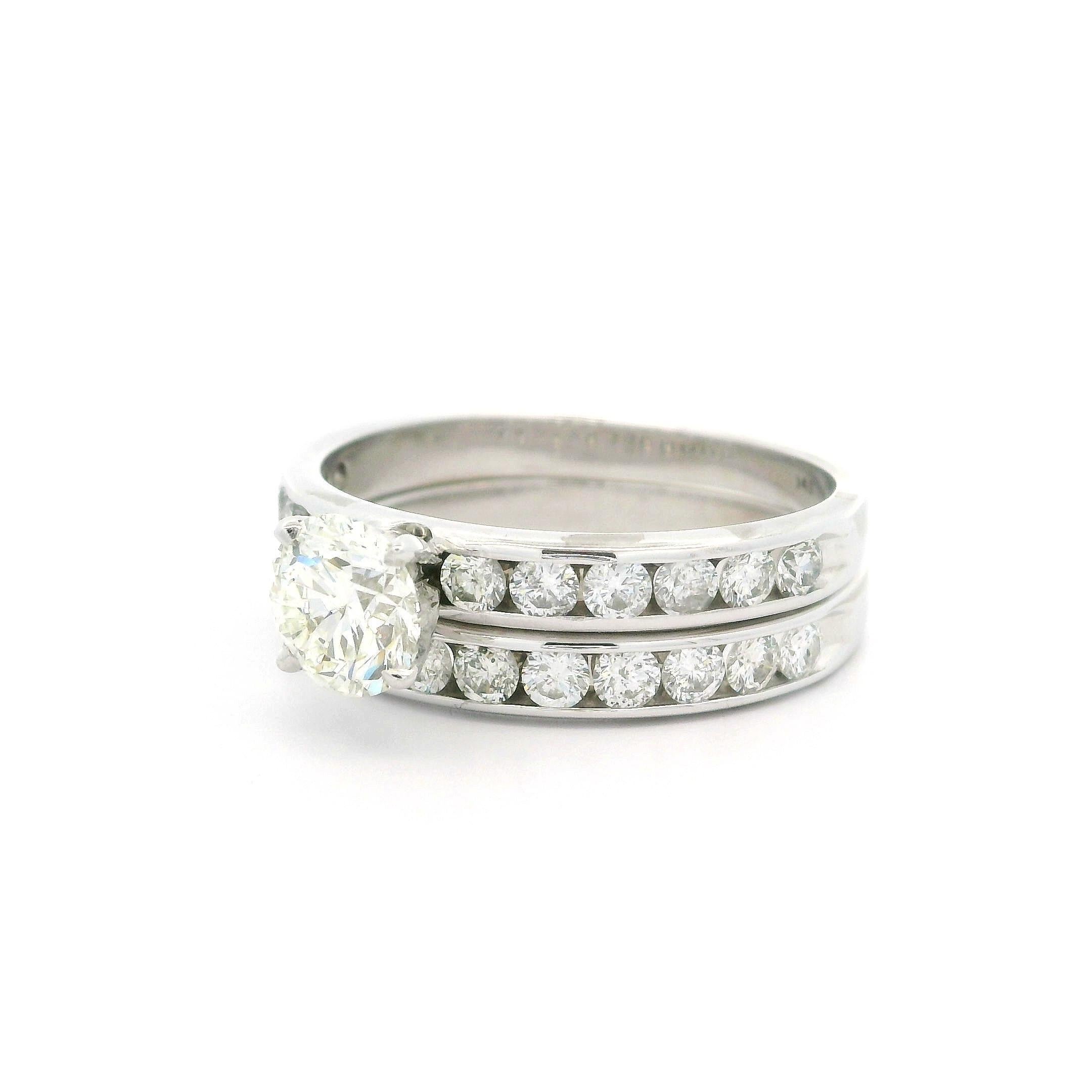 Verlobungsring aus massivem 14k Weißgold GIA 2,30ctw rundem Diamanten mit Kanalring im Angebot 8