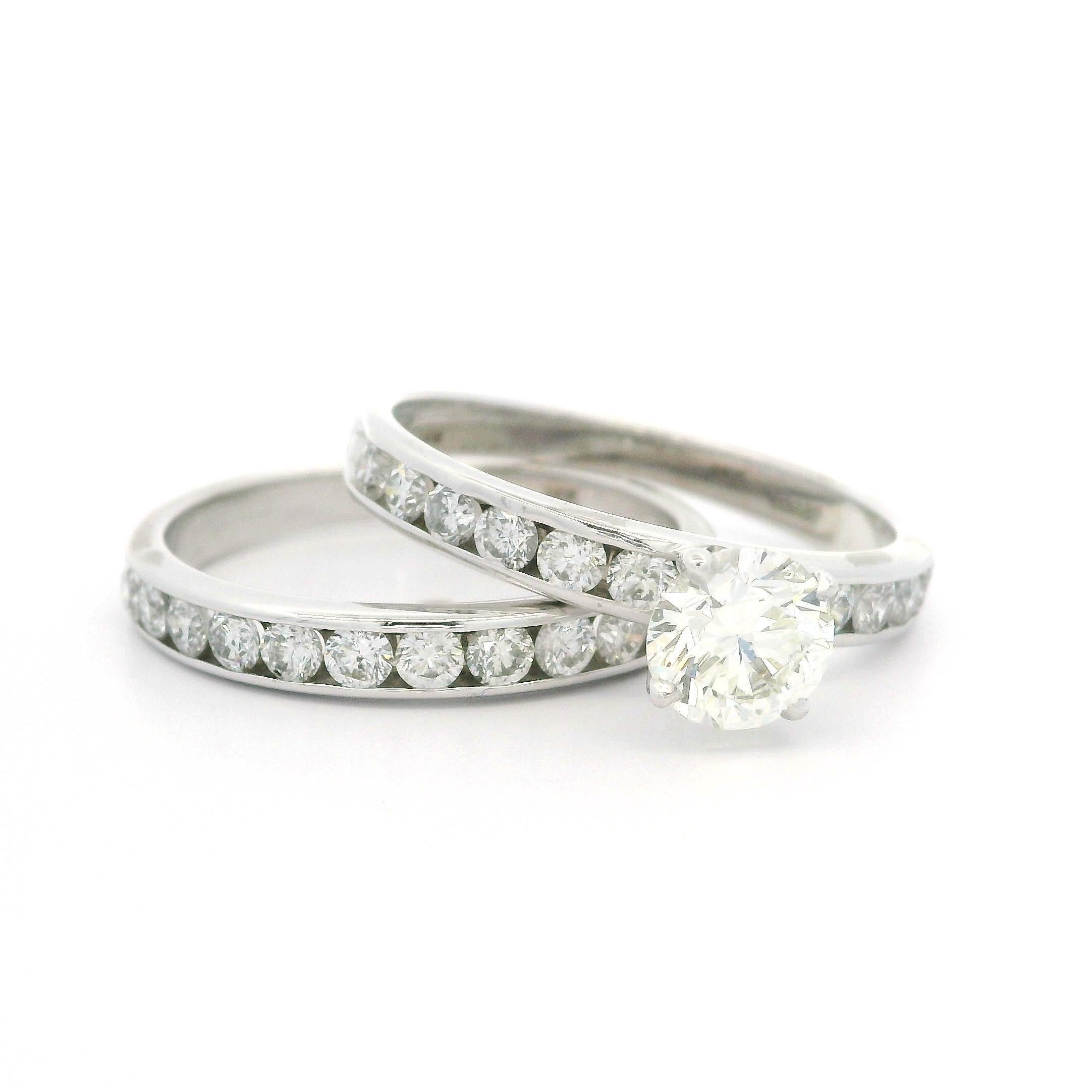 Verlobungsring aus massivem 14k Weißgold GIA 2,30ctw rundem Diamanten mit Kanalring im Angebot 9