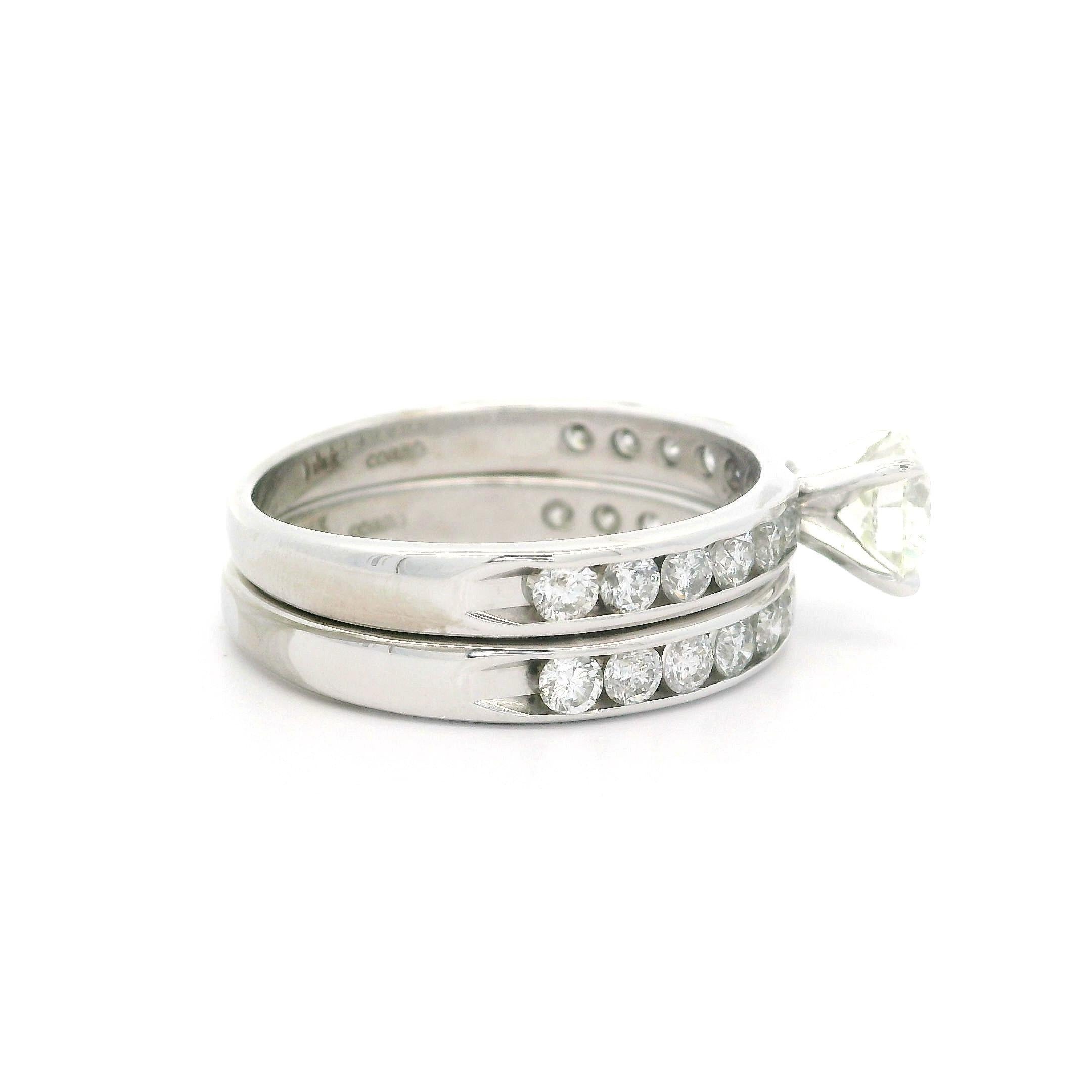 Verlobungsring aus massivem 14k Weißgold GIA 2,30ctw rundem Diamanten mit Kanalring im Angebot 3