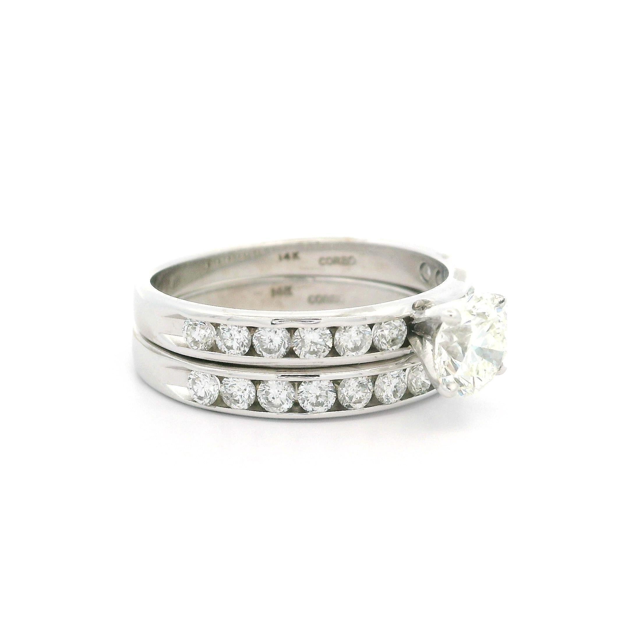 Verlobungsring aus massivem 14k Weißgold GIA 2,30ctw rundem Diamanten mit Kanalring im Angebot 4