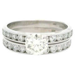 Bague de fiançailles en or blanc massif 14 carats sertie d'un diamant rond de 2,30 carats certifié GIA