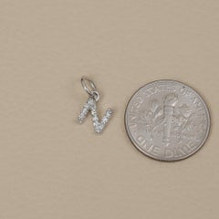 Pendentif cadeau en or blanc massif 14 carats avec diamant blanc naturel et initiale « N »