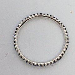 Solid 14K White Gold Natural Blue Sapphire Stacking wedding Band Ring